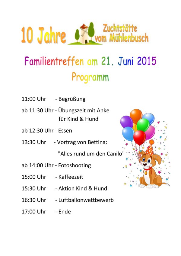 Programm zum Familientreffen